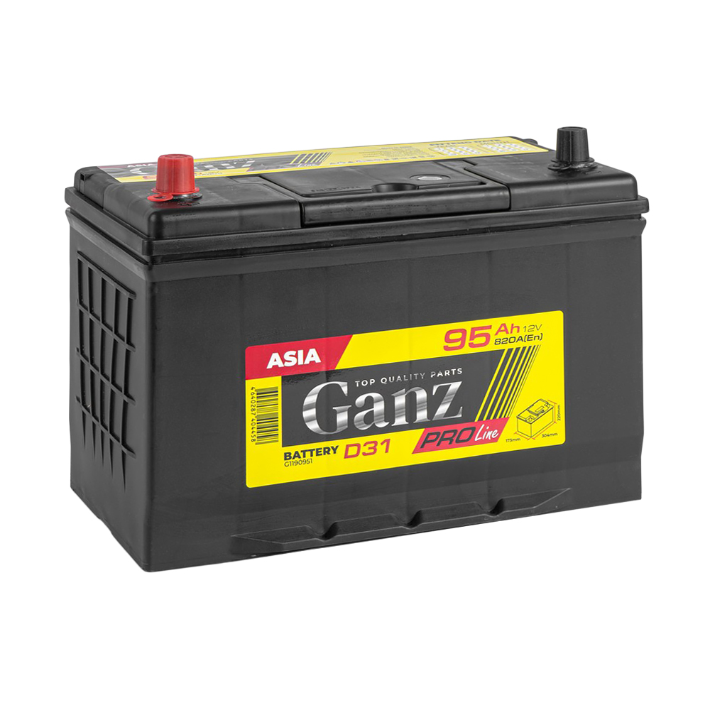 Аккумулятор GANZ PRO-Line JIS 95 Ач прямой L+ 304x173x220 D31 EN 820 А