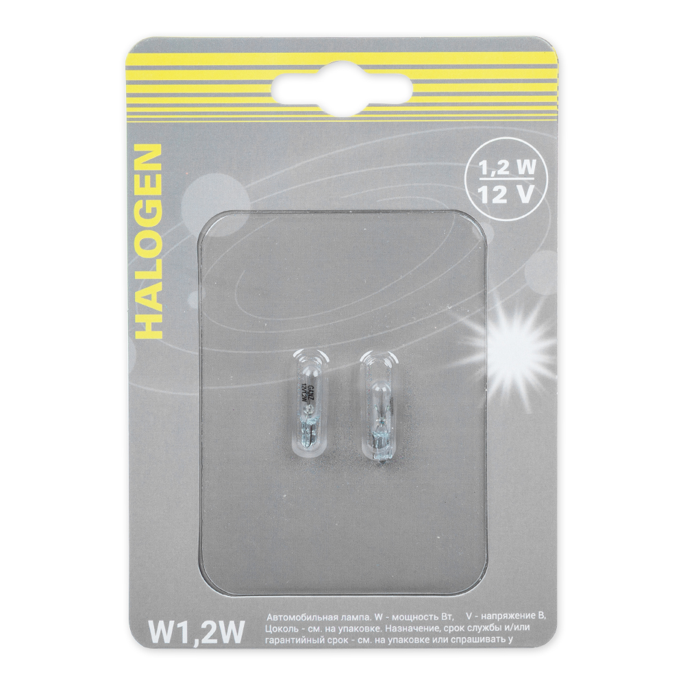 Лампа W1,2W 12v1,2w (W2x4,6d) блистер- 2шт.  GANZ GIP06059