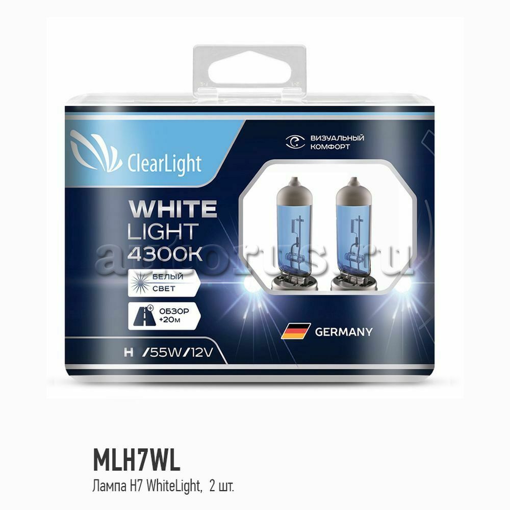 ClearLight MLH7WL Лампа 12V H7 55W PX26d 4300K WhiteLight 2 шт. DUOBOX