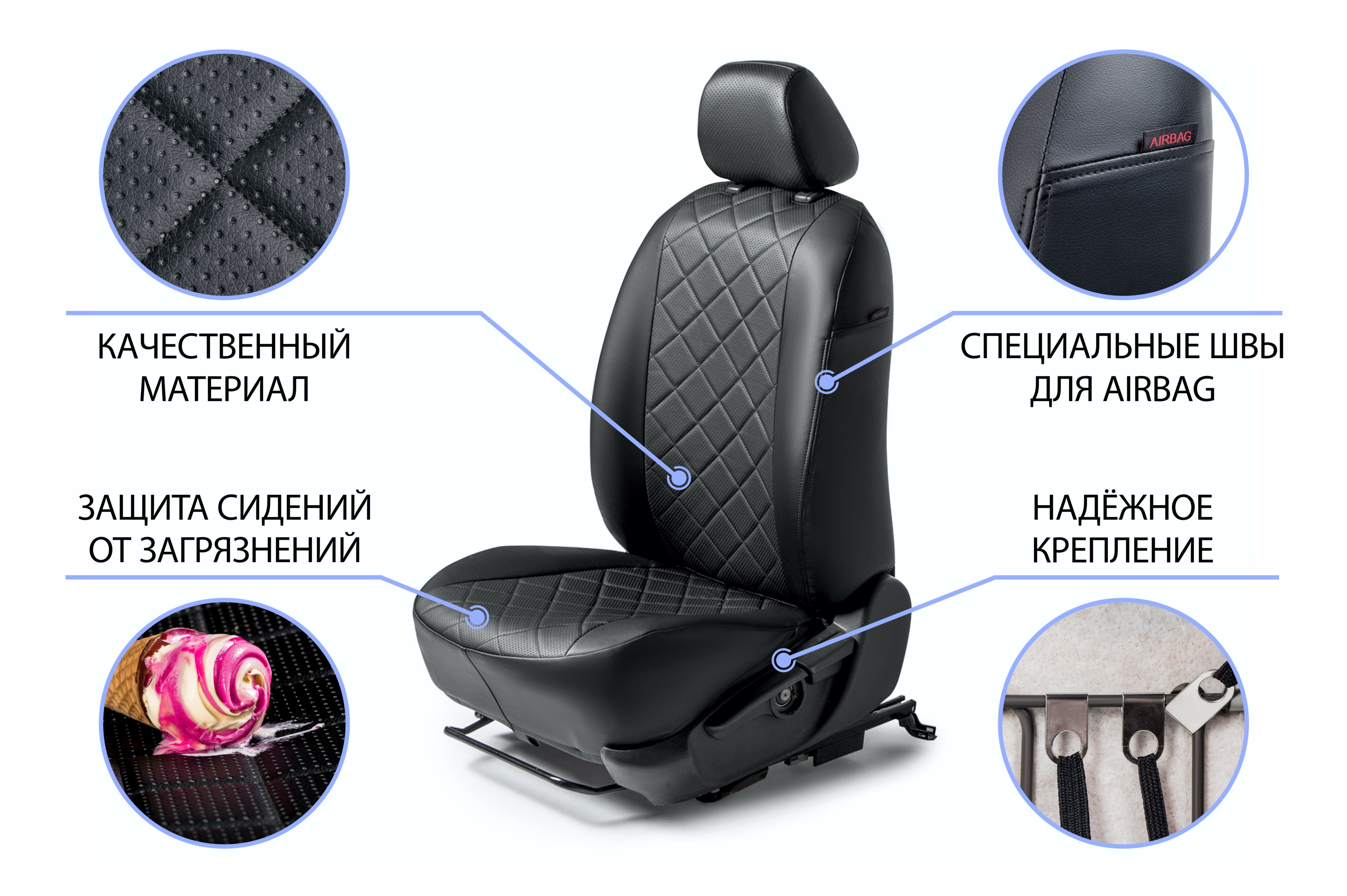 Rival SC18032 Авточехлы Ромб 40/60 Ford Focus (Comfort) 05-11