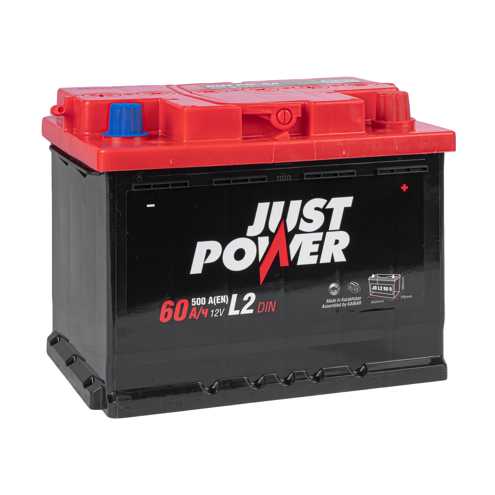 Аккумулятор JUST POWER 60 Ач обратный R+ 242x175x190 L2 EN 500 А