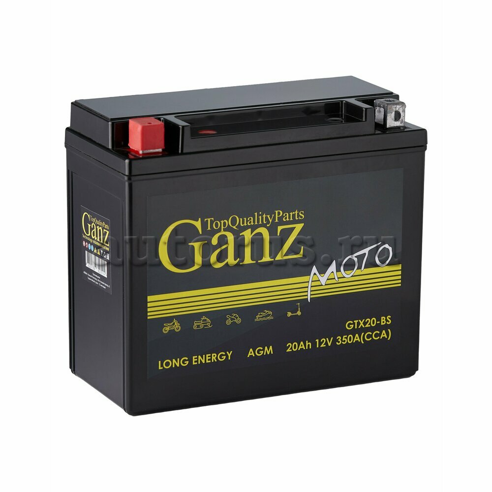 Аккумулятор GANZ мото AGM 20 А/ч прямой L+ 177x88x155 мото EN 350 А GANZ артикул GN12201 - цена, характеристики, купить в Москве в интернет-магазине автозапчастей АВТОРУСЬ