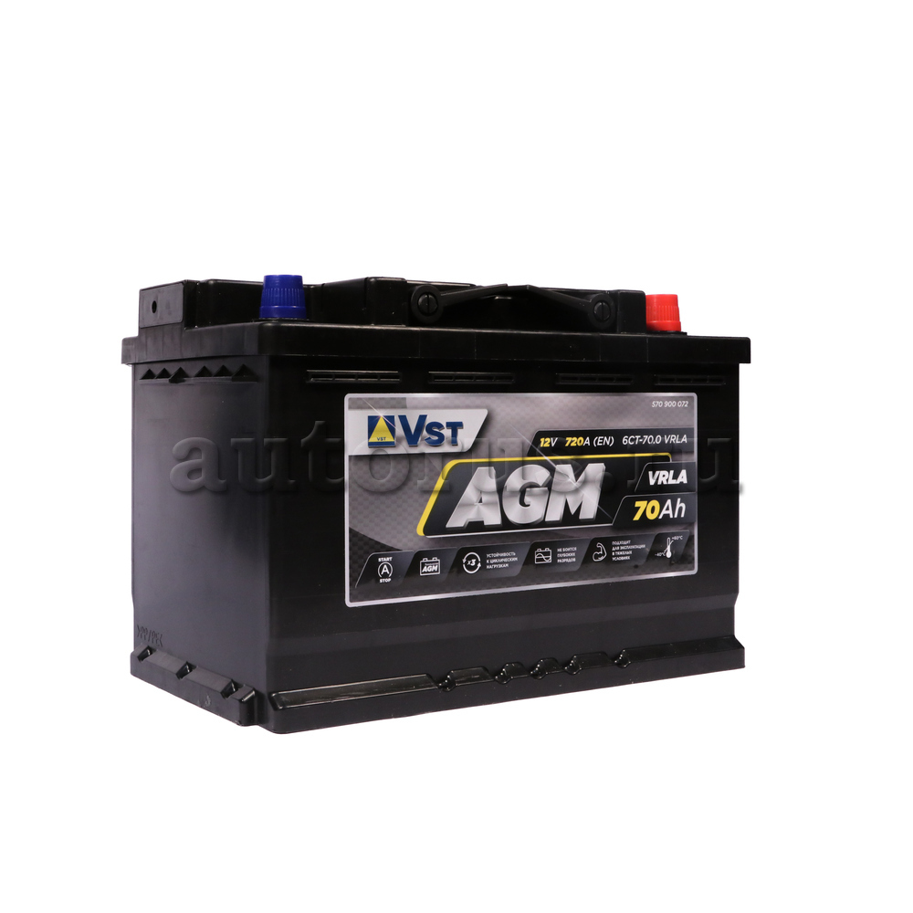 VST 570900072 Аккумулятор AGM 12 V, 70 А/ч, 720А, обратная полярность