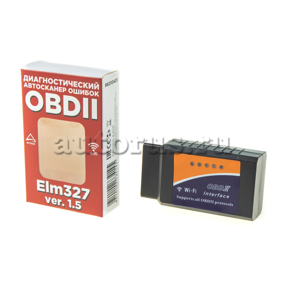 ARNEZI R6010401 Автомобильный диагностический сканер OBDII, ELM 327 WiFi,  V1.5